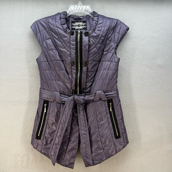 NUI Very Vest Women's Size 46 (8) Purple Belted Puffer Fitted Preppy Romantic - Picture 1 of 11